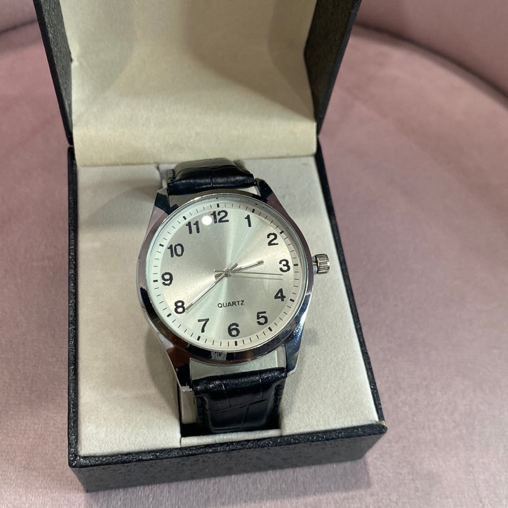Black leather watch